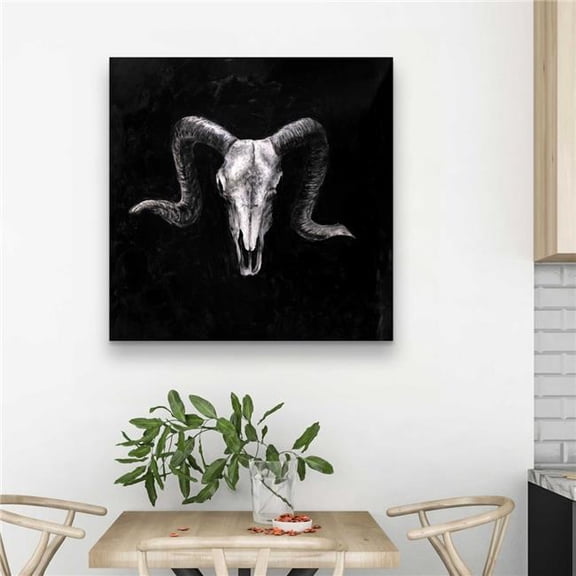 Begin Home Decor C1RC3232IJYN3N 32 x 32 in. Ram Skull Grunge Style - Farm Animals Canvas Home Decor