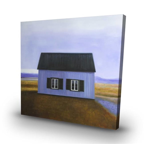 Begin Home Decor C1RC3232IXH91V 32 x 32 in. Blue Barn - Building Blue Canvas - Stylish Art