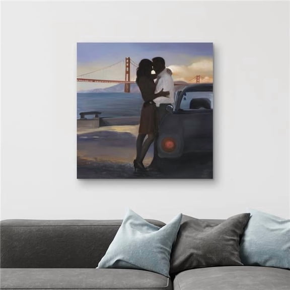 Begin Home Decor C1RC3232K400VB 32 x 32 in. A Loving Couple in San Francisco - Figurative Canvas Art