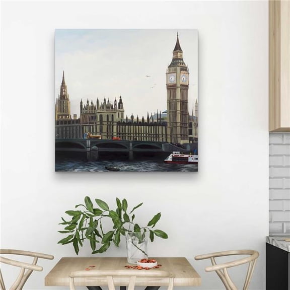 Begin Home Decor C1RC3232L4ZF2R 32 x 32 in. Big Ben Clock Elizabeth Tower Beige Canvas - Home Decor