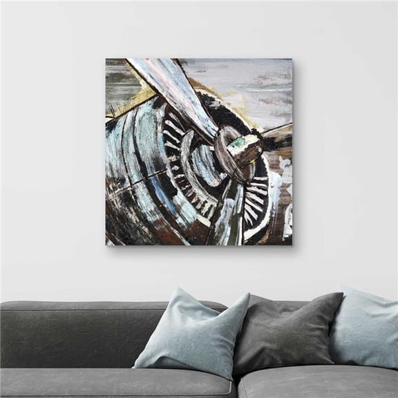 Begin Home Decor C1RC3232L8PQBP 32 x 32 in. Airplane Propeller Canvas - Industrial Living Room Decor