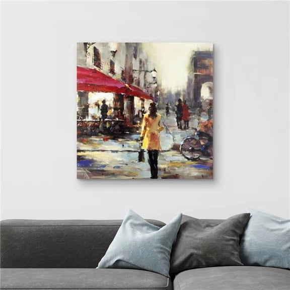 Begin Home Decor C1RC3232LK4TCK 32 x 32 in. Woman Walking in Paris - Scenic Office Canvas for Home Decor