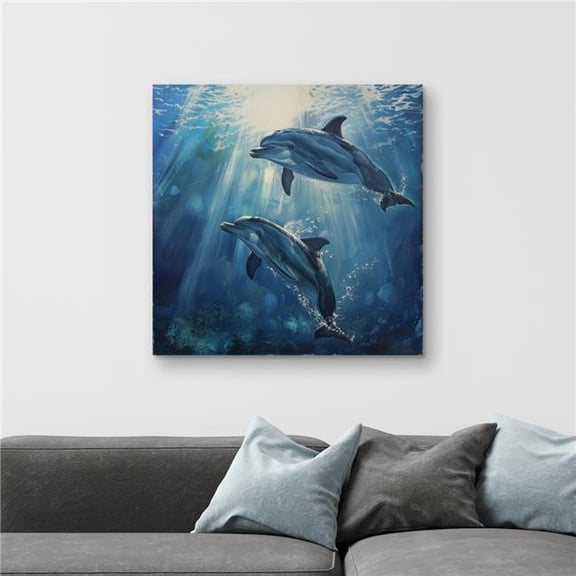 Begin Home Decor C1RC3232N6U5WZ 32 x 32 in. Two Dolphins Canvas - Stunning Home Decor Wall Art