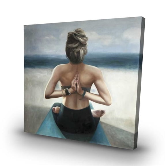 Begin Home Decor C1RC3232OA8W2A 32 x 32 in. Reverse Prayer Pose - Beige Hygge Canvas for Home Decor