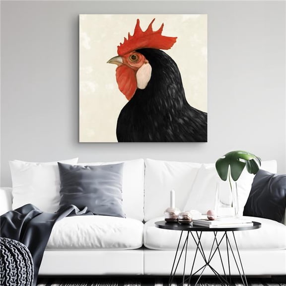 Begin Home Decor C1RC3232OHBU2T 32 x 32 in. Beautiful Black Hen Canvas - Farm Animals Home Decor Art