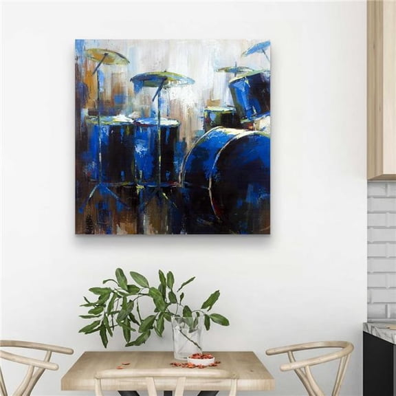 Begin Home Decor C1RC3232POHT33 32 x 32 in. Abstract Drums - Musical Man Cave Canvas for Home Decor