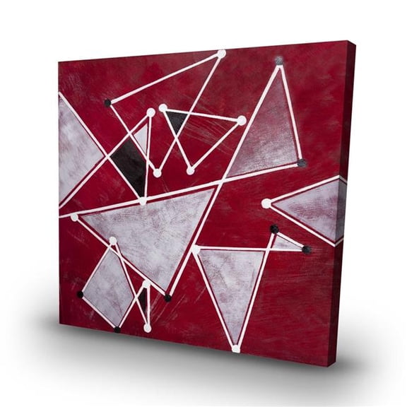 Begin Home Decor C1RC3232RBLLDK 32 x 32 in. White Triangles on Red Background - Abstract Canvas Art