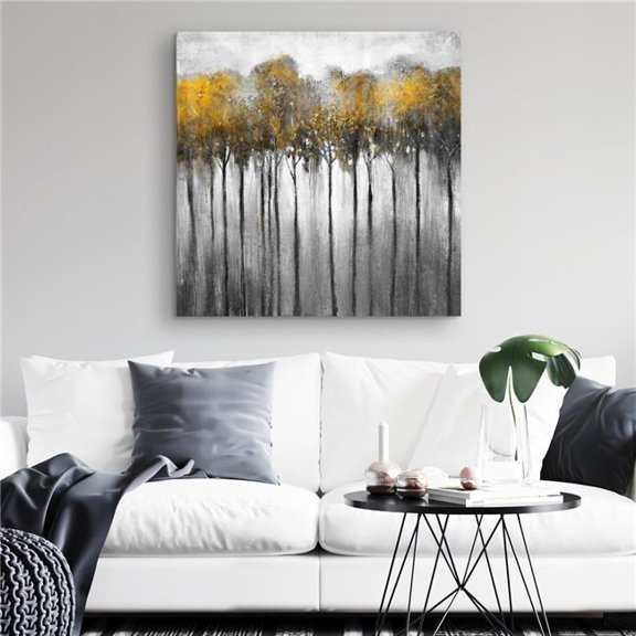 Begin Home Decor C1RC3232SB4EH0 32 x 32 in. Abstract Yellow Forest - Trees Office Canvas for Home Decor