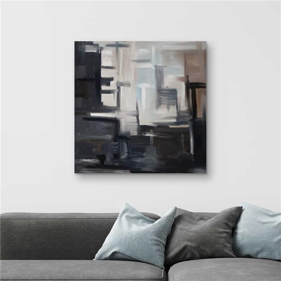 Begin Home Decor C1RC3232SX5L6L 32 x 32 in. Subtil Gray Shapes Canvas - Modern Home Decor Artwork