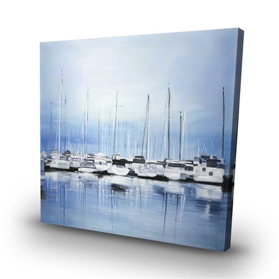 Begin Home Decor C1RC3232UQCCG4 32 x 32 in. Boats at the Dock - Office Boat Canvas for Home Decor