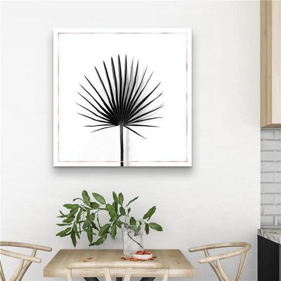 Begin Home Decor C1RC3232VEN0KF 32 x 32 in. Cabbage Palm Leaf with Rose Lines - Black Botanical Canvas