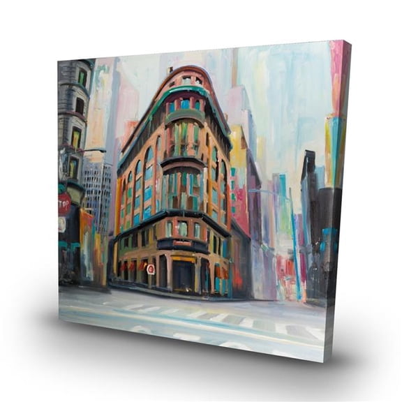 Begin Home Decor C1RC3232VLHCK1 32 x 32 in. Modern Blue Canvas - NYC Architecture Art - Home Decor