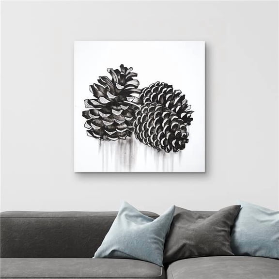 Begin Home Decor C1RC3232WGDVA7 32 x 32 in. Three Small Pine Cones - Bedroom Botanical Canvas Decor