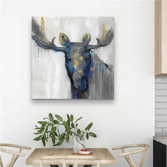 Begin Home Decor C1RC3232XFIJW1 32 x 32 in. Blue Moose - Rustic Classic Blue Canvas for Home Decor