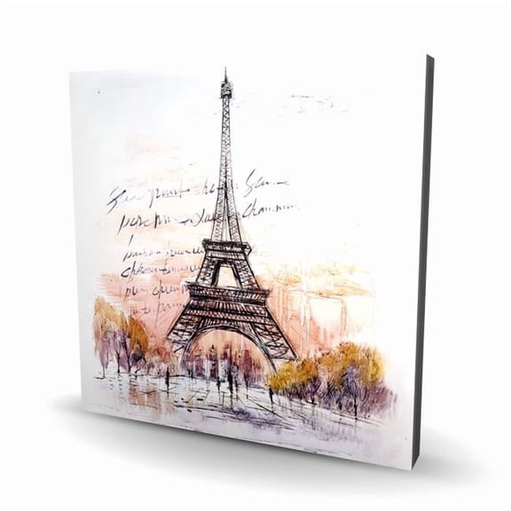 Begin Home Decor C1RC36360OCQOH 36 x 36 in. Eiffel Tower Sketch Canvas - Street Scenery Trees Decor