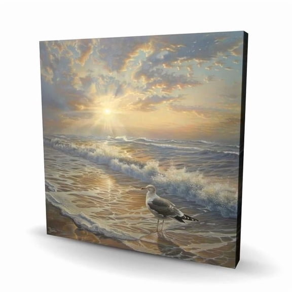 Begin Home Decor C1RC3636IVE0UF 36 x 36 in. Seagull on the Beach - Gray Canvas Wall Art for Home Decor