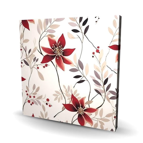 Begin Home Decor C1RC3636OI5PTY 36 x 36 in. Red Flower Pattern Beige Canvas - Stylish Home Decor Accent