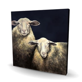 Begin Home Decor C1RC3636OMIHOZ 36 x 36 in. Two Sheep Gray Canvas Home Decor - Blue Background Art