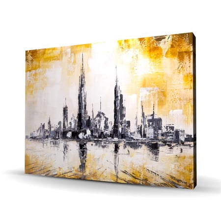 Begin Home Decor C1RC36481T82FG 36 x 48 in. Abstract & Texturized Gold City - Office Canvas Decor