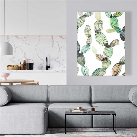 Begin Home Decor C1RC36485LCXF8 36 x 48 in. Cactus Pattern - Botanical Green Canvas for Home Decor