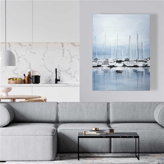 Begin Home Decor C1RC364869AYYS 36 x 48 in. Boats at the Dock 2 - Boat Blue Canvas for Home Decor