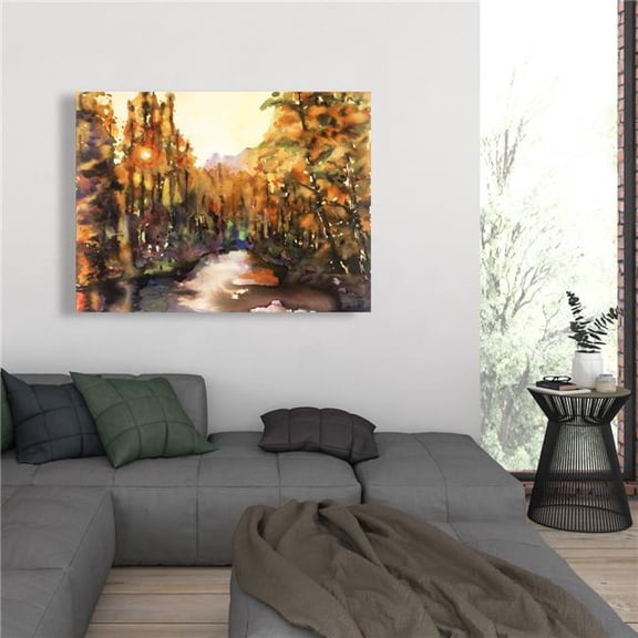 Begin Home Decor C1RC36488K12O4 36 x 48 in. Merced River - Illustrative Trees Canvas for Home Decor