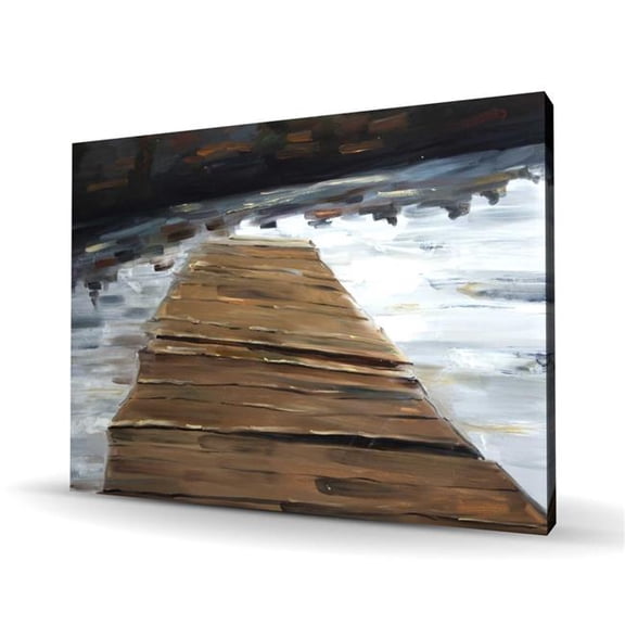 Begin Home Decor C1RC3648EK2422 36 x 48 in. Dock & Lake - Coastal Brown Canvas Home Decor Art Print