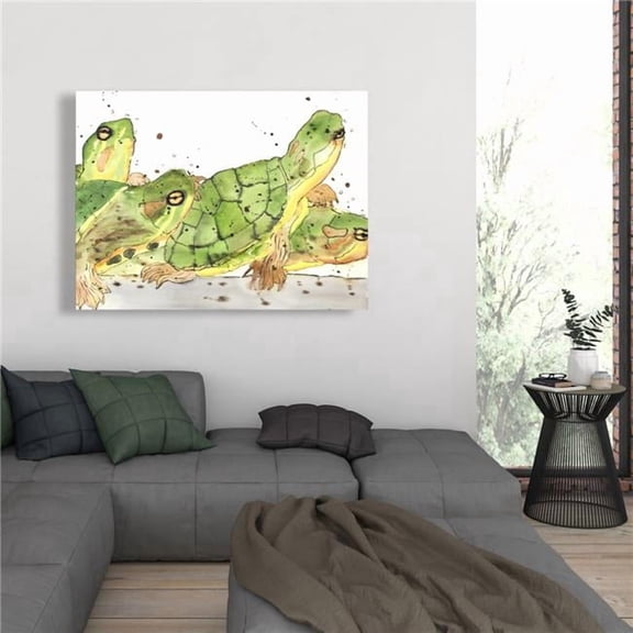 Begin Home Decor C1RC3648GHJZ6Y 36 x 48 in. Small Aquatic Turtles Canvas - Brown Livingroom Decor