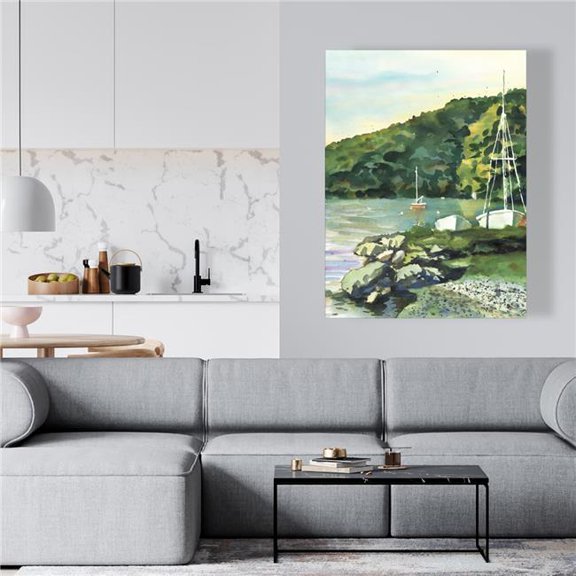 Begin Home Decor C1RC3648IUILRB 36 x 48 in. Sailboat Day - Neo Mint Trees Canvas for Home Decor