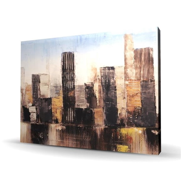 Begin Home Decor C1RC3648JTC0FN 36 x 48 in. Striped Abstract Buildings - Cities Office Canvas Art Decor