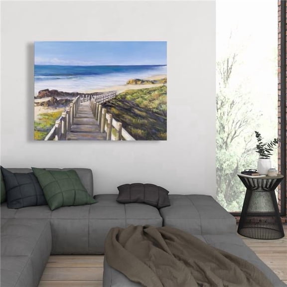 Begin Home Decor C1RC3648MJGW66 36 x 48 in. Walk To the Seaside - Sea Brown Canvas for Home Decor
