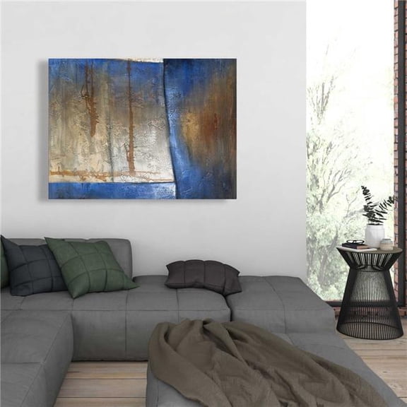 Begin Home Decor C1RC3648NODVQY 36 x 48 in. Luminous Blue & Bronze Shape - Abstract Canvas Home Decor