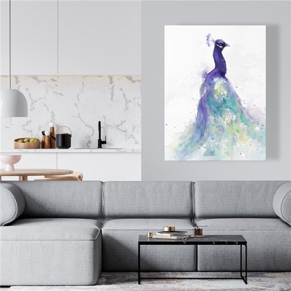 Begin Home Decor C1RC3648WT54OK 36 x 48 in. Abstract Peacock in Watercolor - Romantic Canvas Home Decor