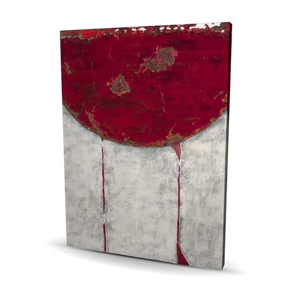 Begin Home Decor C1RC3648X1B6T1 36 x 48 in. Red Half Circle - Gray Abstract Canvas for Home Decor