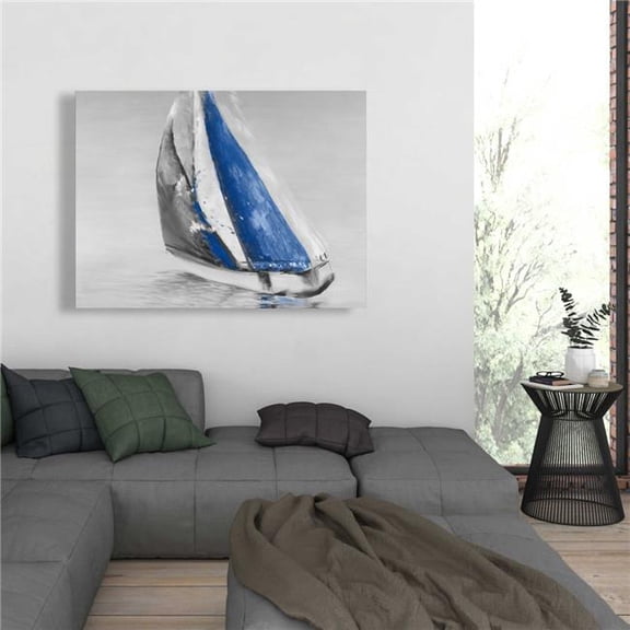 Begin Home Decor C1RC3648Y9RME5 36 x 48 in. Gray & Blue Boat Sailing Canvas - Marine Home Decor Art