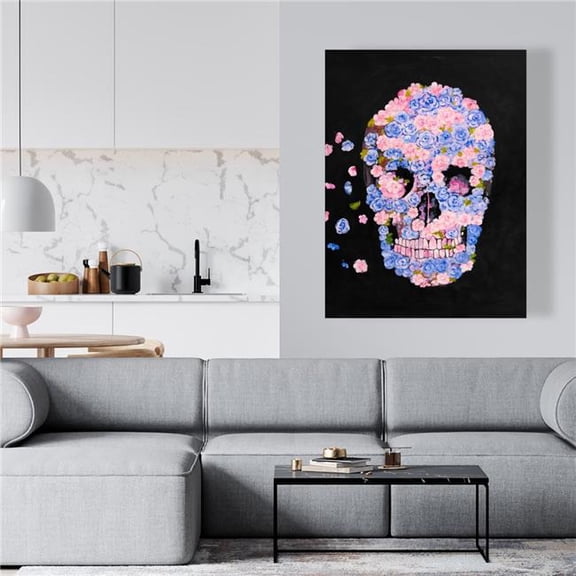 Begin Home Decor C1RC3648ZS5UPC 36 x 48 in. Skull of Flowers in Flight - Living Room Canvas Art - Home Decor