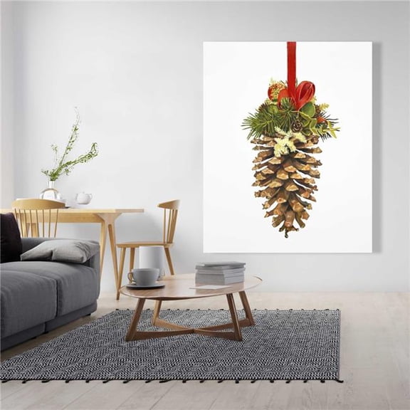 Begin Home Decor C1RC48600ZQRM3 48 x 60 in. Christmas Pine Cone - Rustic Green Canvas Home Decor Art