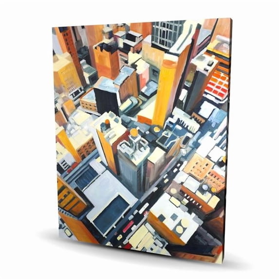 Begin Home Decor C1RC48604LOK9Z 48 x 60 in. Orange Cities Canvas - High Top View of York Buildings