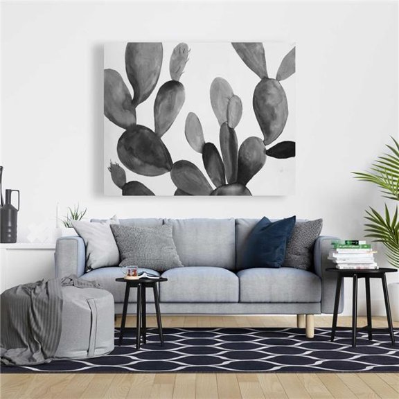 Begin Home Decor C1RC4860F7FCHV 48 x 60 in. Grayscale Cactus - Exotic Living Room Canvas Decor for Home