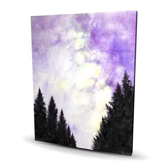 Begin Home Decor C1RC4860FAVI2A 48 x 60 in. Purple Starry Sky - Trees Illustrative Canvas for Home Decor
