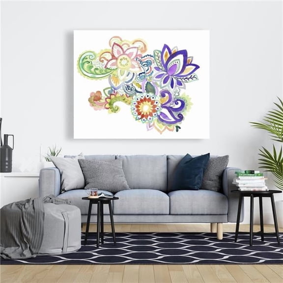 Begin Home Decor C1RC4860ISBPCR 48 x 60 in. Paisley Watercolor - Patterns Bedroom Canvas for Home Decor