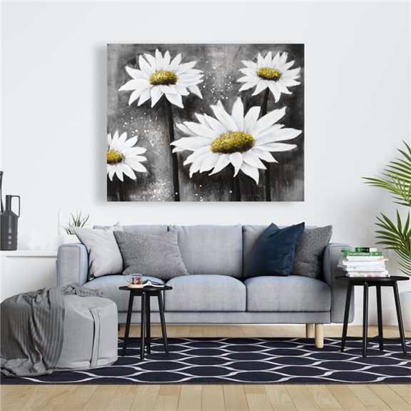 Begin Home Decor C1RC4860PX155G 48 x 60 in. Daisies At Sun - Living Room Canvas for Home Decor