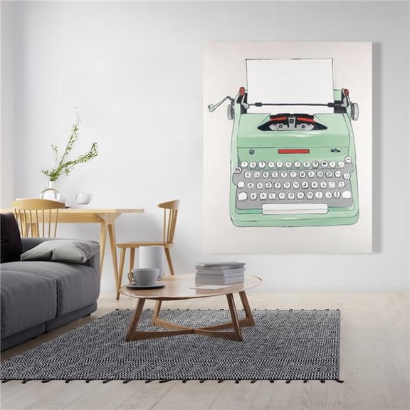 Begin Home Decor C1RC4860RA87KA 48 x 60 in. Mint Typewriter Canvas - Unique Home Decor Accent