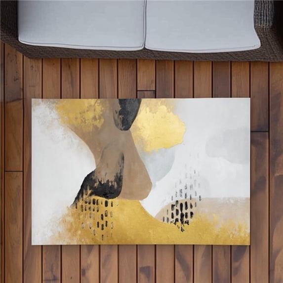 Begin Home Decor C1ROAR230SO4ZS 2 x 3 ft. Improvisation Gold Shapes ...
