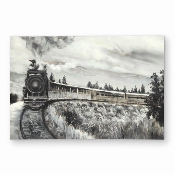 Begin Home Decor C1ROAR231YLIZM 2 x 3 ft. Steam Engine Train Bedroom Gray Outdoor Area Rug - Home Decor - Rectangle