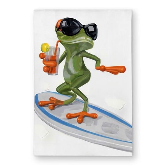 Begin Home Decor C1ROAR235NY9DV 2 x 3 ft. Funny Frog Surfing Rug - Scenic Outdoor Area Rug for Home Decor - Rectangle