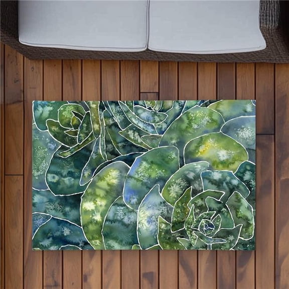Begin Home Decor C1ROAR237S3EZ0 2 x 3 ft. Abstract Succulents Rug - Cactus Bedroom Outdoor Decor Rug - Rectangle