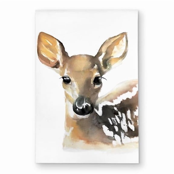 Begin Home Decor C1ROAR23881DR5 2 x 3 ft. Watercolor Fawn Face Rug - Scandinavian Wildlife Decor - Rectangle