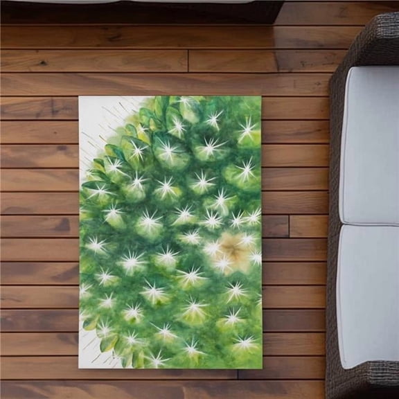 Begin Home Decor C1ROAR23AWR0S1 2 x 3 ft. Watercolor Mini Cactus Rug - Outdoor Area Decor for Home - Rectangle