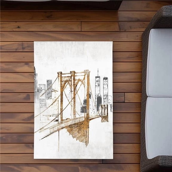 Begin Home Decor C1ROAR23HB20MD 2 x 3 ft. Brooklyn Bridge Blurry Sketch Outdoor Area Rug - Home Decor - Rectangle